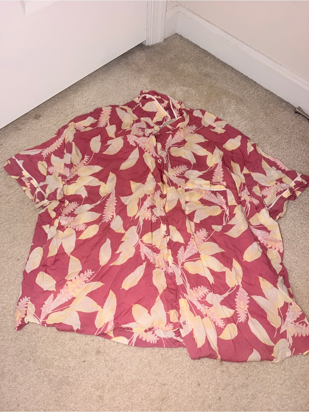 Target Button-Down Floral Print Shirt in Rose and Cream